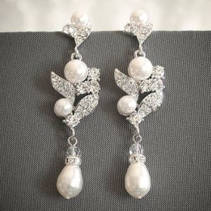Swarovski Rhinestone & Pearl Cluster Earrings